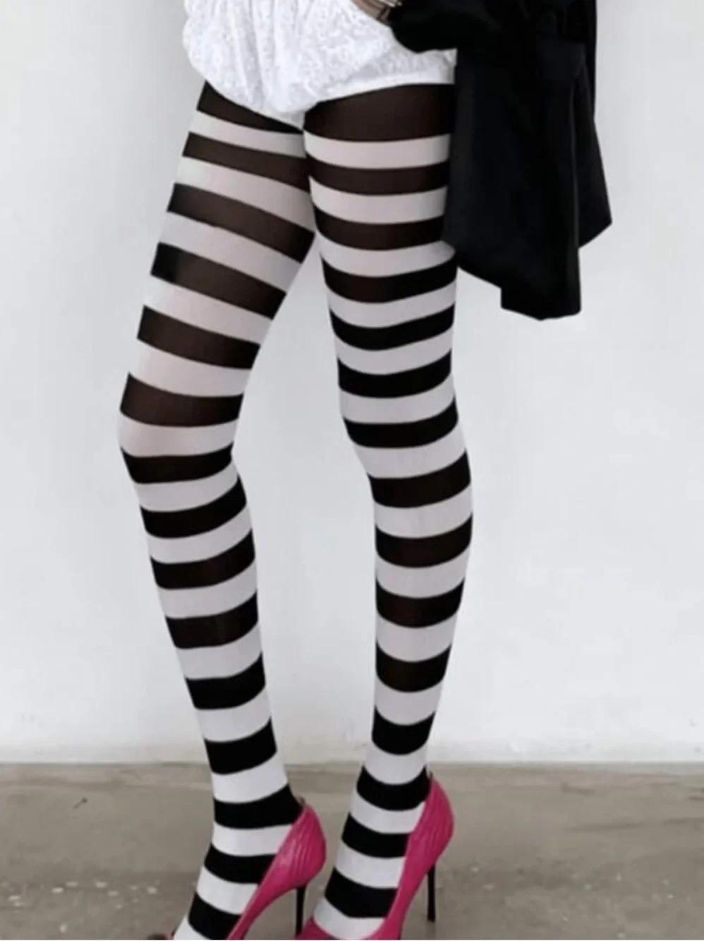 Black & White Striped Tights — Classic Contrast